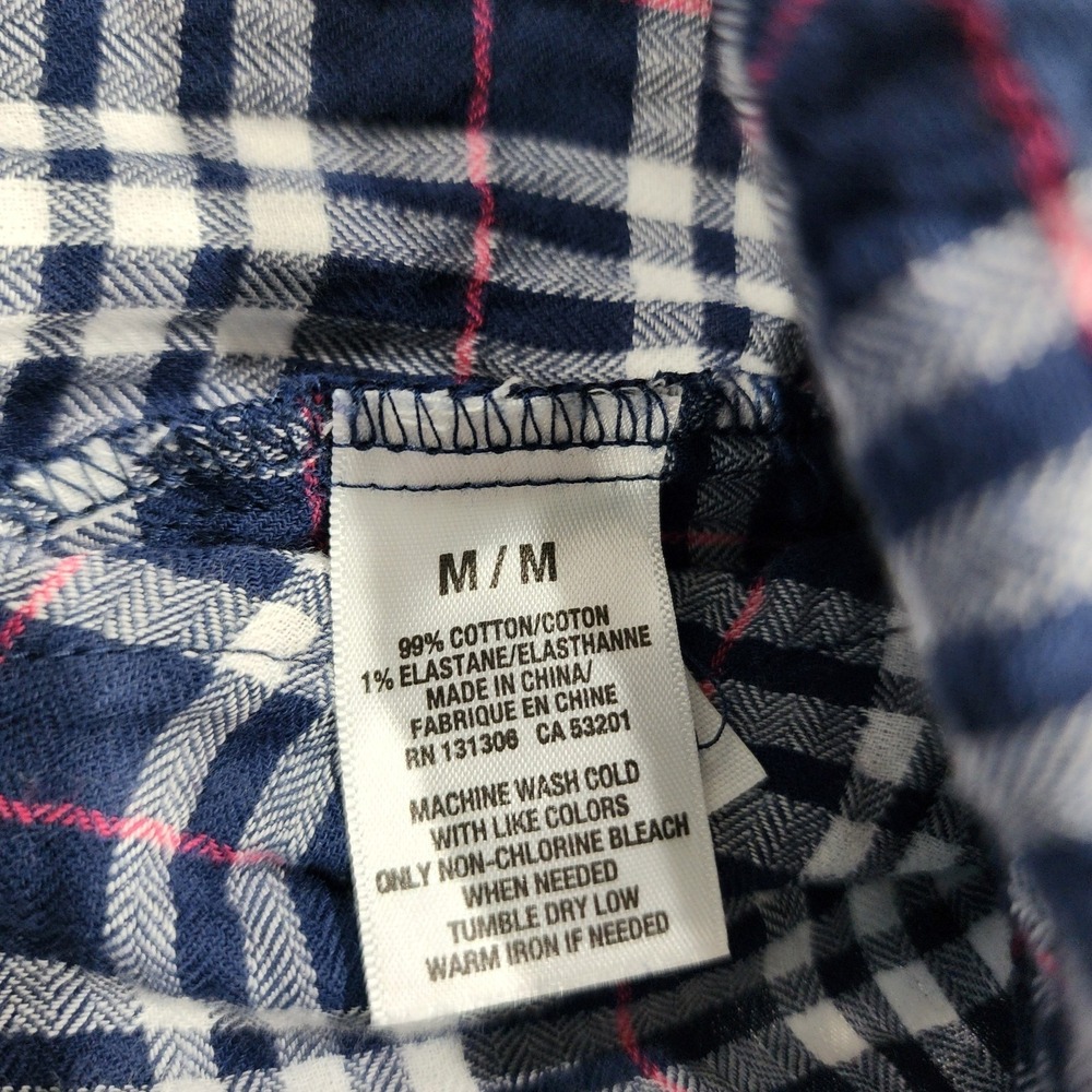 Womens AEROPOSTALE Navy Plaid Ruffle Tunic Long Sleeve Shirt Size Medium - Picture 7 of 8